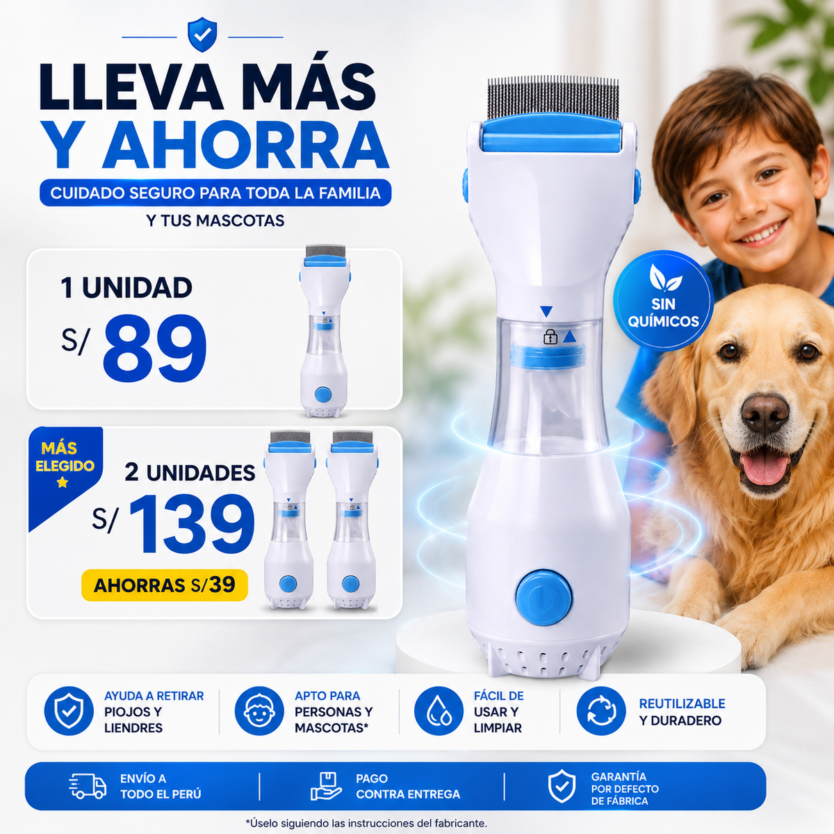 Peine Eléctrico LiceClean Pro