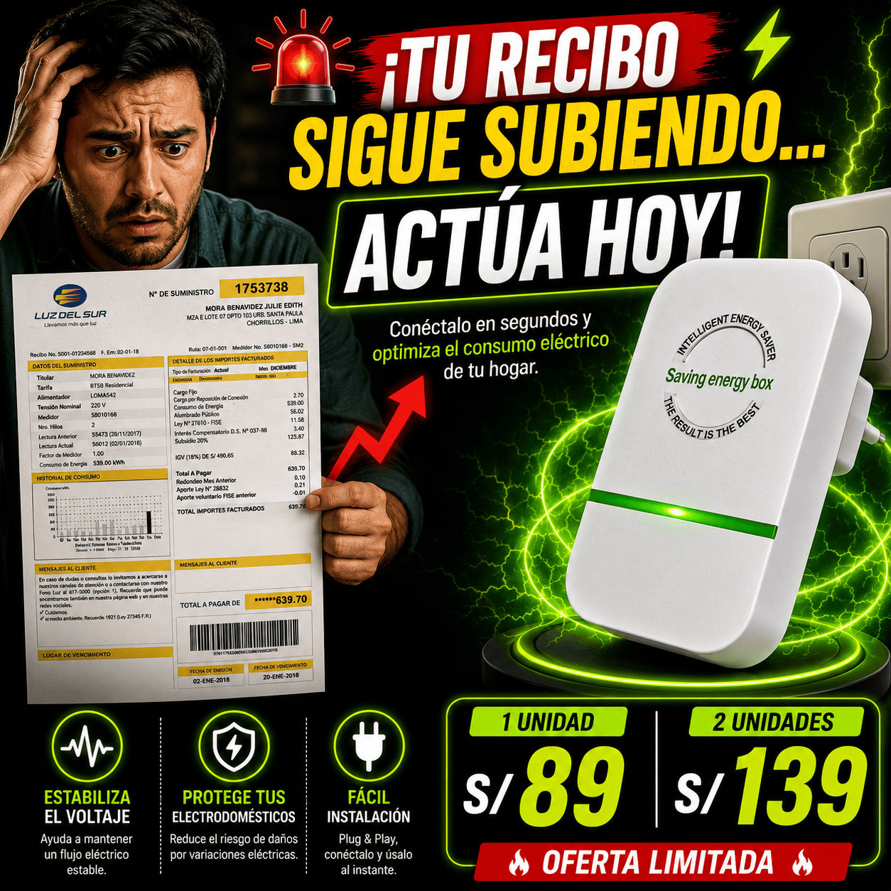 AHORRADOR DE ENERGIA INTELIGENTE™ - Reduce tu Factura de Luz 30%