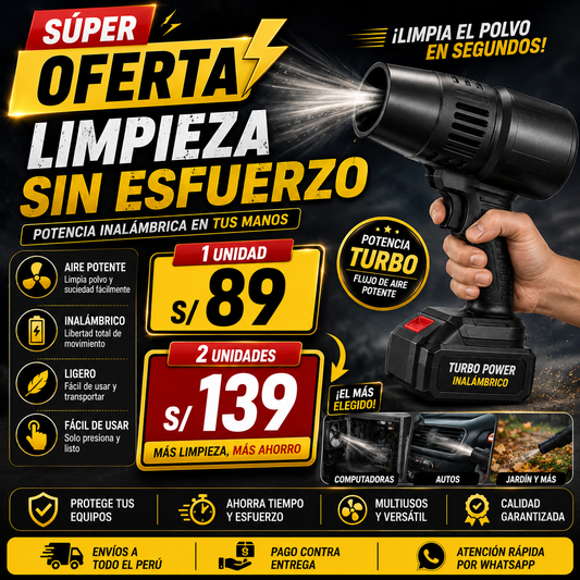 SOPLADORTURBO INALAMBRICO - Limpieza  Rapida