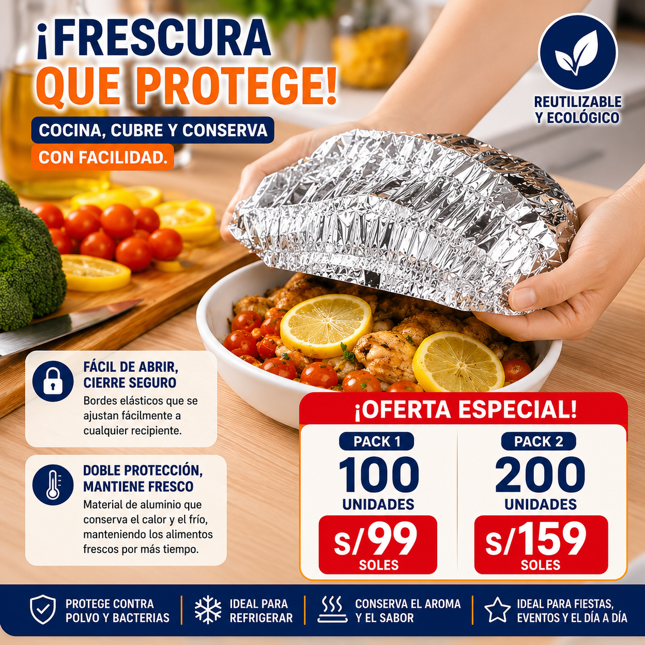 Tapas Elásticas para Alimentos
